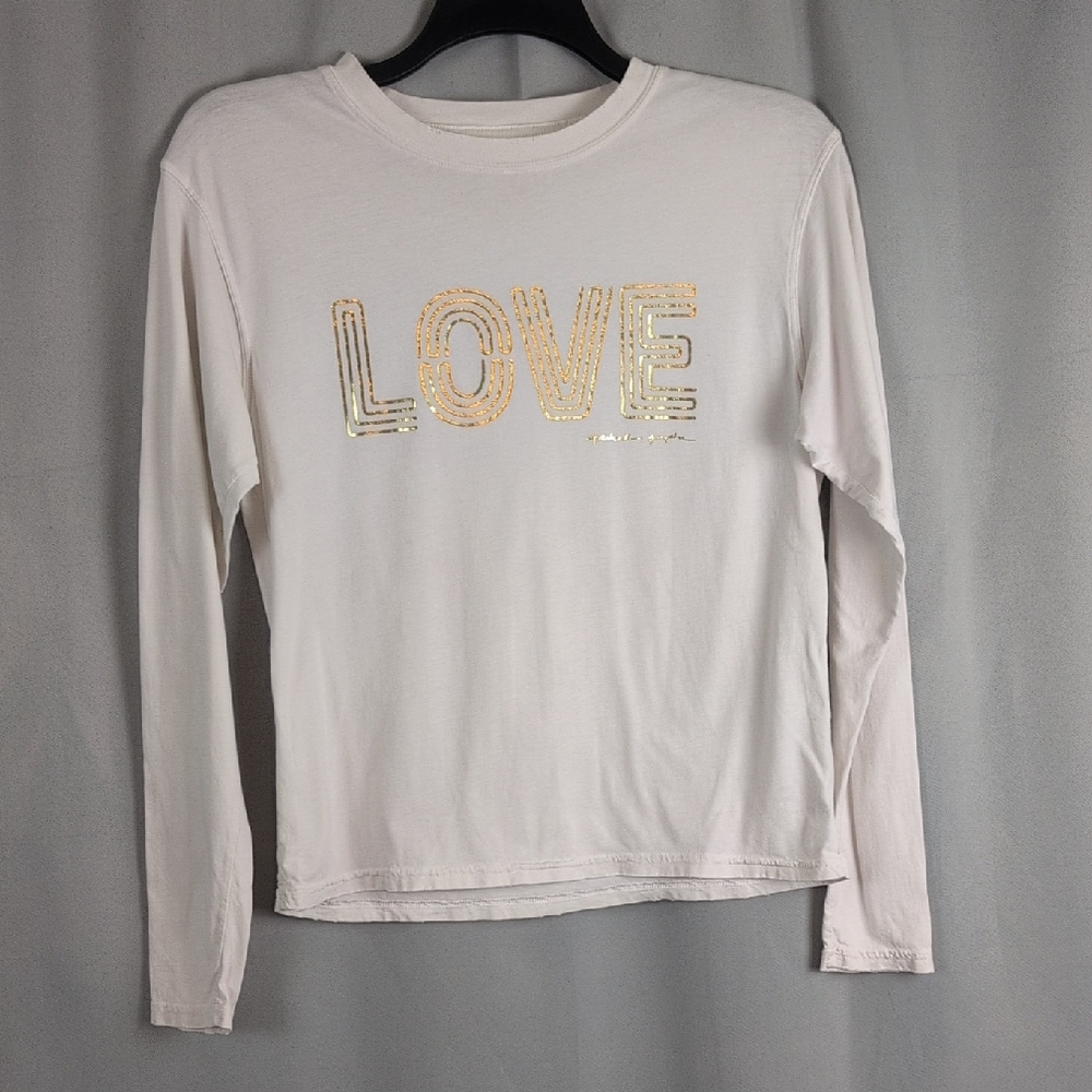 Spiritual Gangster Cream Long Sleeve with‎ Gold LOVE Graphic XS